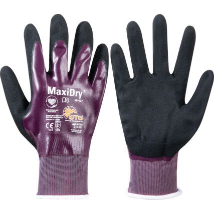 56-427 MaxiDry, General Handling Gloves, Purple, NBR Coating, Nylon Liner, Size 10