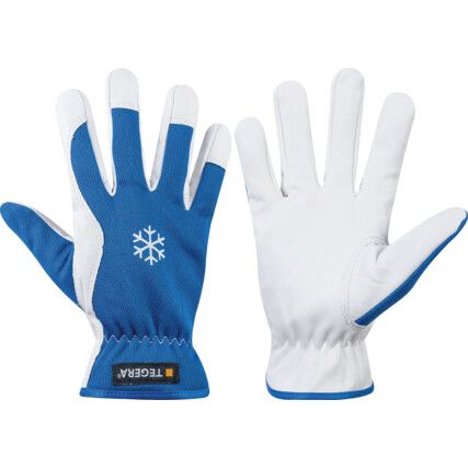 217 Tegera, Cold Resistant Gloves, Blue/White, Nylon/Polyester Liner, Leather Coating, Size 9