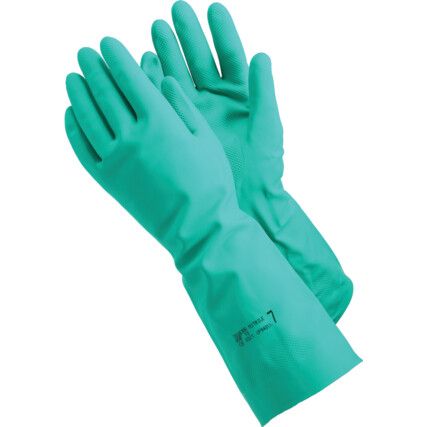 48 Tegera, Chemical Resistant Gloves, Green, Nitrile, Unlined, Size 10