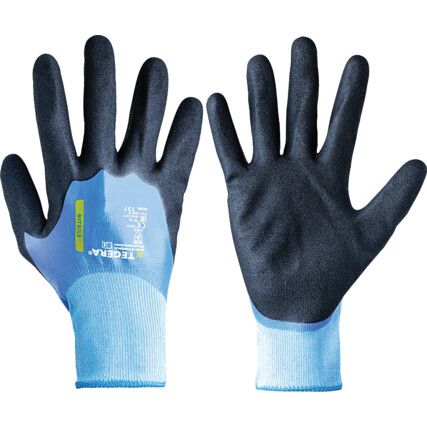737 Tegera® Mechanical Hazard Gloves, Black/Blue, Nylon Liner, Nitrile Coating, EN388: 2016, 4, 1, 3, 1, X, Size 10