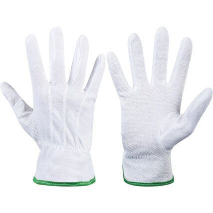 8127 Tegera, General Handling Gloves, White, PVC Coating, Cotton Liner, Size 10