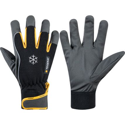 9122 Tegera Pro, Cold Resistant Gloves, Black/Grey, Polyester Liner, Leather Coating, Size 8