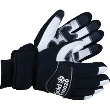 Eisbar, Cold Resistant Gloves, Black/Grey, Fleece/Synthetic Fiber Liner, PVC Coating, Size 10