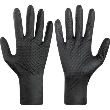 TX924 Disposable Gloves, Black, Nitrile, 7.8mil Thickness, Powder Free, Size M, Pack of 100
