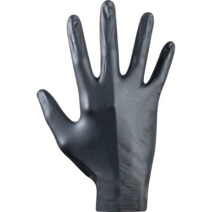 6112 Disposable Gloves, Black, Nitrile, 4mil Thickness, Powder Free, Size 9, Pack of 100