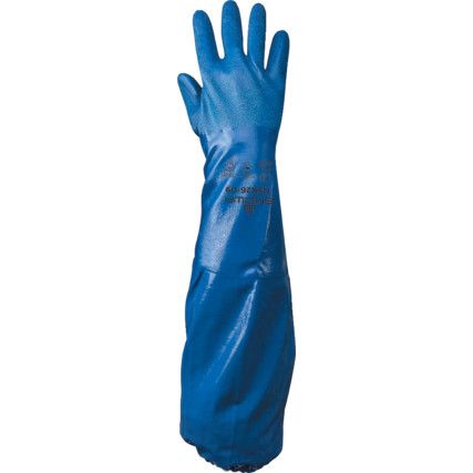 NSK26, Chemical Resistant Gloves, Blue, Nitrile, Cotton Liner, Size 9