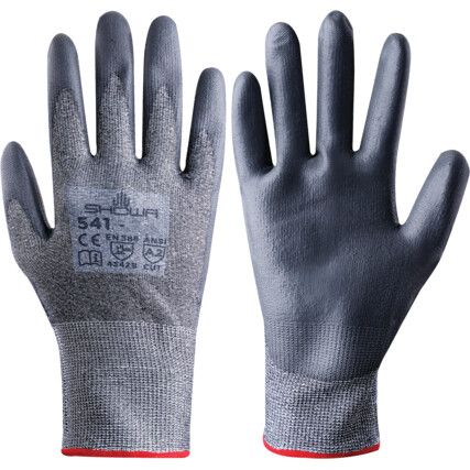 Cut Resistant Gloves, Black, EN388: 2016, 4, X, 4, 2, B, PU Palm, HPPE, Size 10