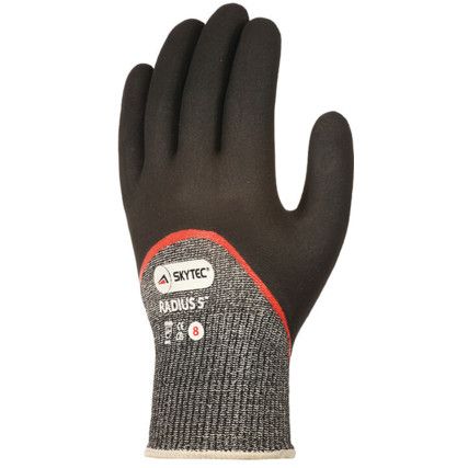 Radius 5, Cut Resistant Gloves, Black/Grey, EN388: 2003, 4, 5, 3, 4, Nitrile ¾ Coated, HPPE/Nylon, Size 10