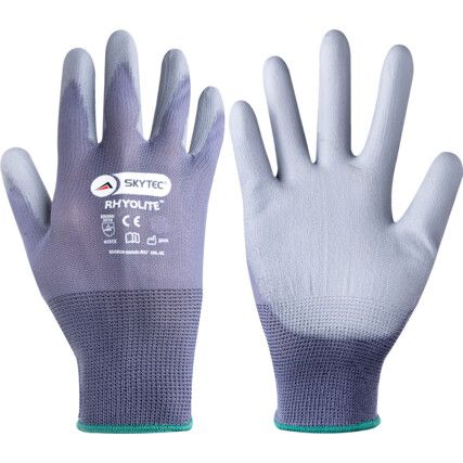 Rhyolite Mechanical Hazard Gloves, Grey, Nylon Liner, Polyurethane Coating, EN388: 2003, 4, 1, 3, 1, Size 9