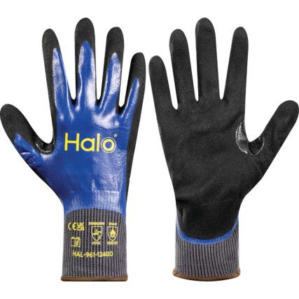Mechanical Hazard Gloves, Black/Blue/Grey, Nylon Liner, Nitrile Coating, EN388: 2016, 4, 1, 3, 1, X, Size 10