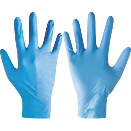 Disposable Gloves, Blue, Nitrile, 4mm Thickness, Powder Free, Size S, Pack of 100