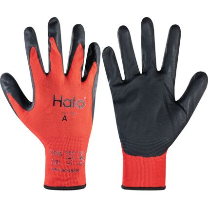 Mechanical Hazard Gloves, Black/Red, Nylon Liner, Nitrile Foam Coating, EN388: 2016, 4, 1, 2, 1, A, Size 8