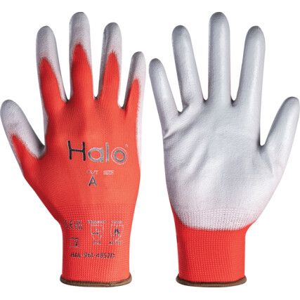 Mechanical Hazard Gloves, Red/Grey, Nylon Liner, Polyurethane Coating, EN388: 2016, 4, 1, 2, 1, Size 10