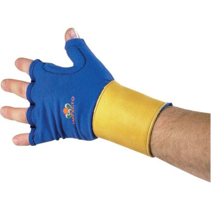 714-20, Impact Gloves, Blue/Yellow, Polycotton, Leather Coating, EN388: 2003, 3, 2, 3, 1, Size S