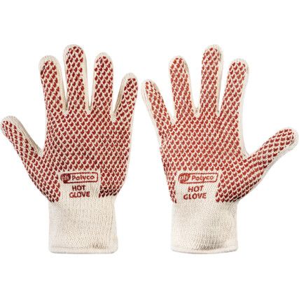 9009, Heat Resistant Gloves, Natural/Red, Cotton, Cotton Liner, Nitrile Coating, 250°C Max. Compatible Temperature, Size 7