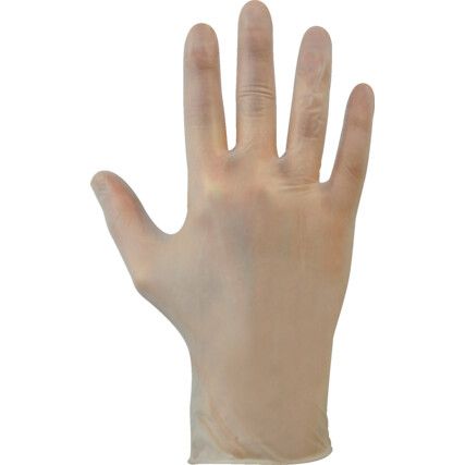 Shield 2 GD47 Disposable Gloves, Clear, Vinyl, 0.8mil Thickness, Powdered, Size L, Pack of 100