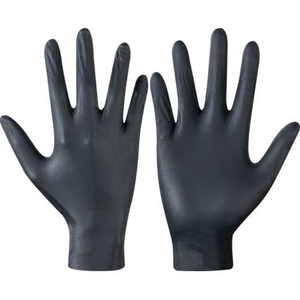 Bodyguard 897 Disposable Gloves, Black, Nitrile, 3.1mil Thickness, Powder Free, Size S, Pack of 100