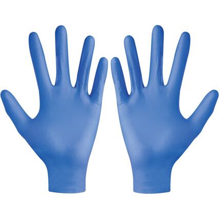 Bodyguard GL8901 Disposable Gloves, Blue, Nitrile, 3.5mil Thickness, Powder Free, Size S, Pack of 100
