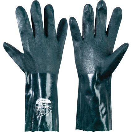 P73 Polysol, Chemical Resistant Gloves, Green, PVC, Interlock Cotton Liner, Size 10