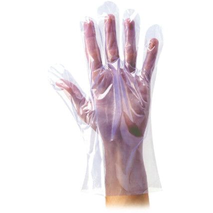 Digit PE100 Disposable Gloves, Clear, Polythene, 0.8mil Thickness, Powder Free, Size 9, Pack of 100