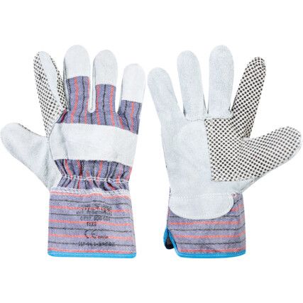 Rigger Gloves, Blue/Grey, PVC Coating, Cotton Liner, Size 10