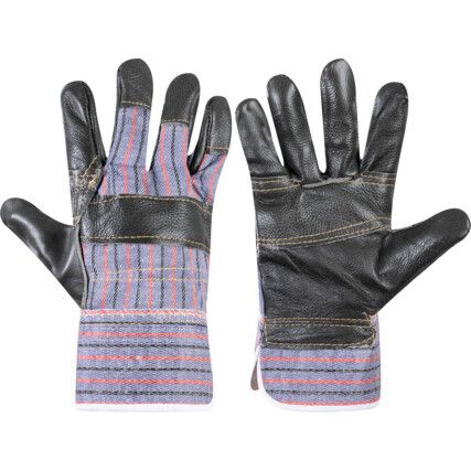 Rigger Gloves, Blue/Grey, Leather Coating, Cotton Liner, Size 10