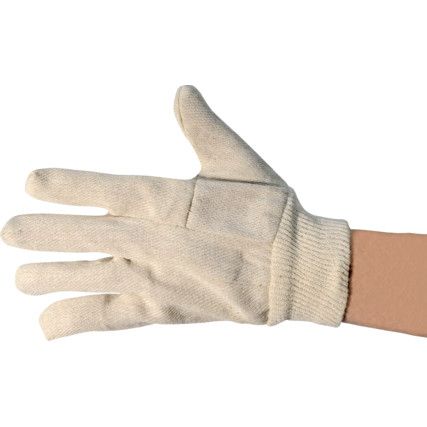 General Handling Gloves, White, Uncoated Coating, Cotton Liner, Size 10