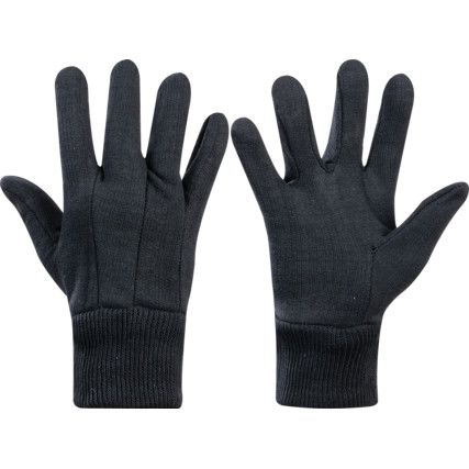General Handling Gloves, Black, Uncoated Coating, Cotton/Fleece Liner, Size 9