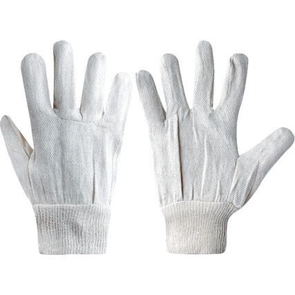 General Handling Gloves, White, Uncoated Coating, Cotton Liner, Size 9