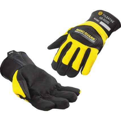 49-6220 Rhinoguard, Puncture Resistant Gloves, Black/Yellow, Rhino Yarn™, Leather Coating, EN388: 2016, 4, X, 4, 4, E, Size 8