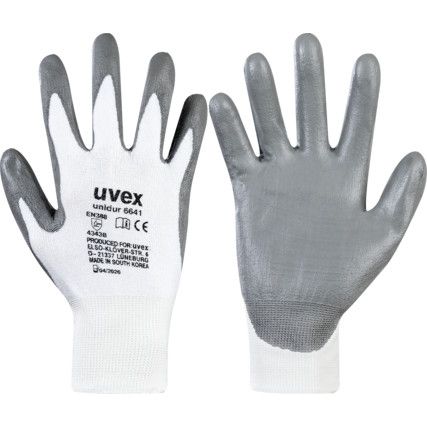 Unidur, Cut Resistant Gloves, Grey/White, PU Palm, Dyneema® Liner, EN388: 2016, 4, 3, 4, 3, B, Size 8