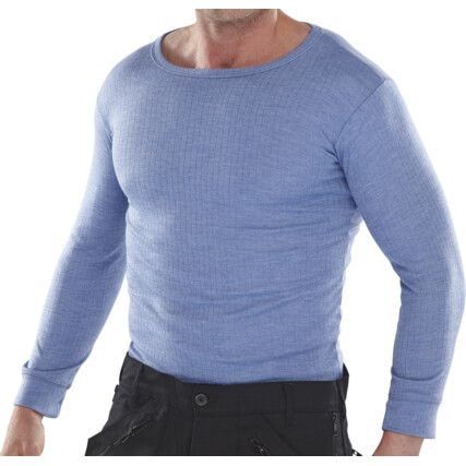 Thermal Vest, Men, Blue, Polyester/Viscose, Long Sleeve, S