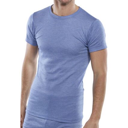 Thermal Vest, Men, Blue, Polyester/Viscose, Short Sleeve, S