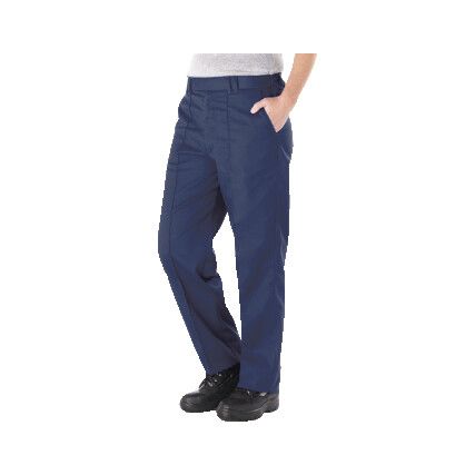 Work Trousers, Women, Navy Blue, Poly-Cotton, Waist 26", Leg 31", Regular, Size 8