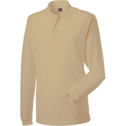 Polo Shirt, Men, Beige, Cotton, Long Sleeve, XL