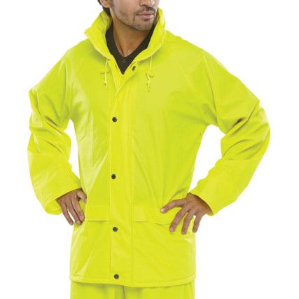 Rain Jacket, Men, Yellow, Polyester/Polyurethane, 2XL