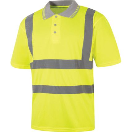 Hi-Vis Polo Shirt, Yellow, Medium, Short Sleeve, EN20471