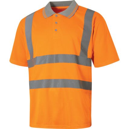 Hi-Vis Polo Shirt, Orange, XL, Short Sleeve, EN20471