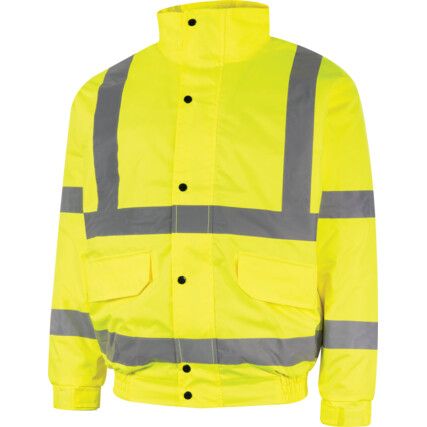 Hi-Vis Bomber Jacket, XL, Yellow, Polyester, EN20471