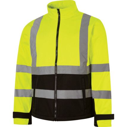 Hi-Vis Soft Shell Jacket, Large, Yellow & Black, Polyester, EN20471