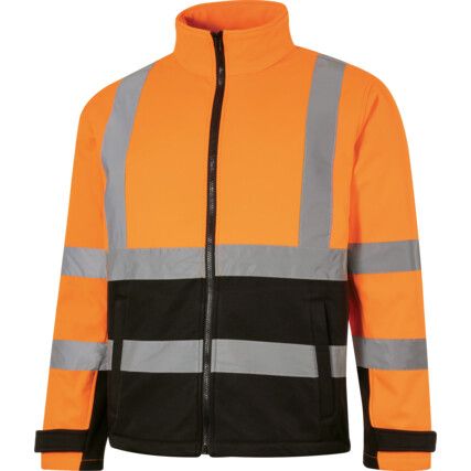 Hi-Vis Soft Shell Jacket, 2XL, Orange & Black, Polyester, EN20471