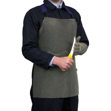 Chainmail Apron, Reusable, Grey, Stainless Steel, 80x55cm