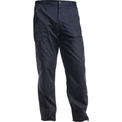 Action Trousers, Men, Navy Blue, Poly-Cotton, Waist 38", Leg 29", Short