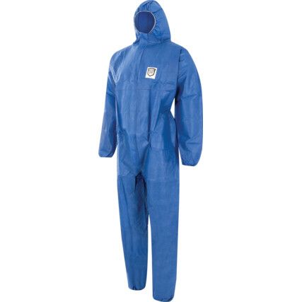 Guard Master, Chemical Protective Coveralls, Disposable, Blue, SMS Nonwoven Fabric, Zipper Closure, Chest 48-50", XL