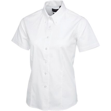 Short Sleeve Shirt, White, Women's, Size 14 (L)