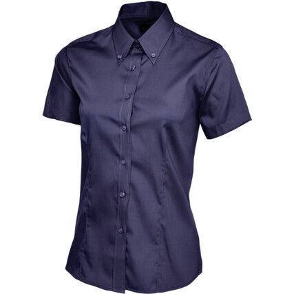 Oxford Shirt, Women, Navy Blue, Cotton/Polyester, Short Sleeve, Size 12