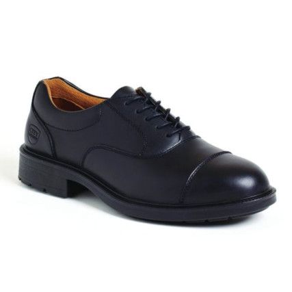 Safety Shoes, Men, Black, Leather Upper, Steel Toe Cap, S1P, SRC, Size 10