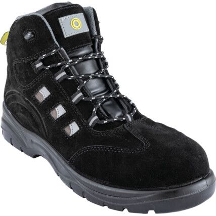 Safety Boots, Size, 9, Black, Leather Upper, Composite Toe Cap