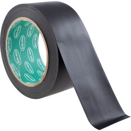 Adhesive Hazard Tape, PVC, Black, 50mm x 33m