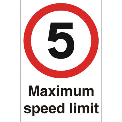 Max Site Speed Limit 5mph Polycarbonate Sign 300mm x 400mm